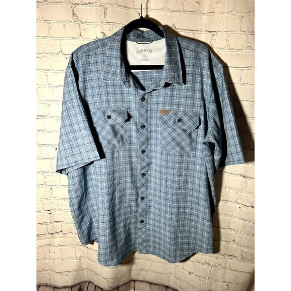 ORVIS MENS SHORT SLEEVE PLAID BUTTON‎ FRONT SHIRT (XXL) EUC GENTLY WORN G-98 - Picture 1 of 5
